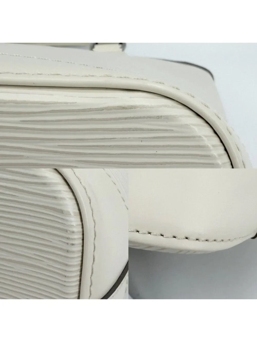 Louis Vuitton Tote Lockit PM Handbag Epi Leather Ivory Silver